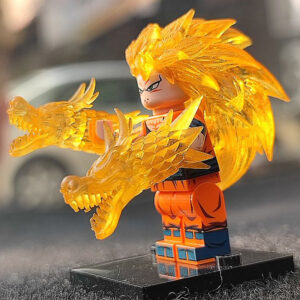 Golden anime warrior block figure